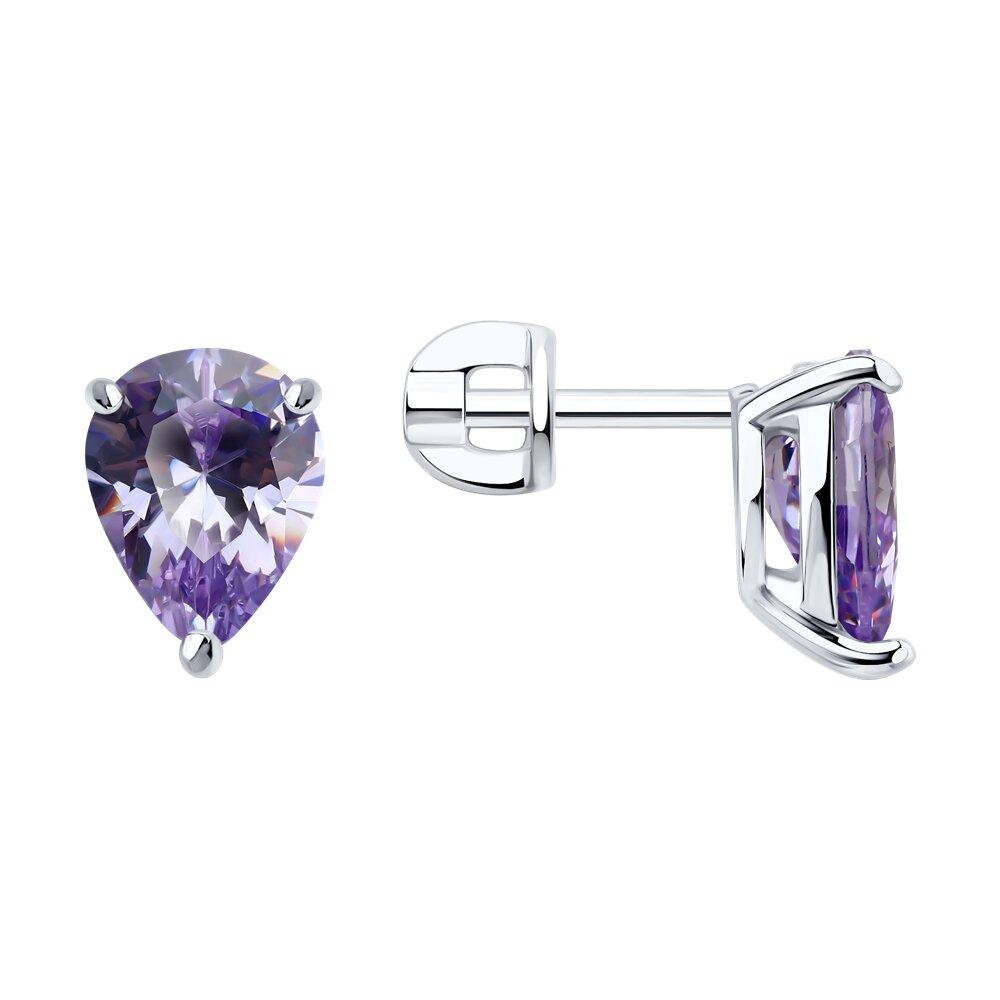 Серьги из серебра с фианитами - видео на модели