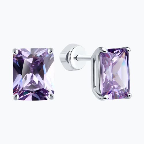 Серьги из серебра с фианитами из серебро — вид 2