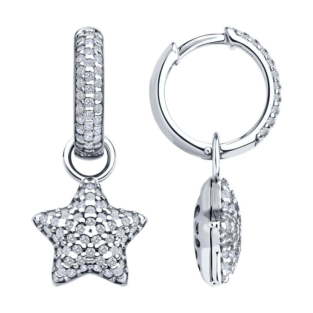 Серьги из серебра с фианитами - видео на модели