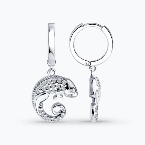 Серьги из серебра с фианитами - видео на модели