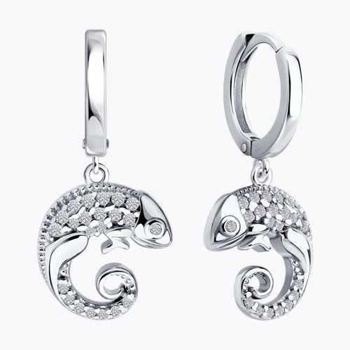 Серьги из серебра с фианитами из серебро — вид 2