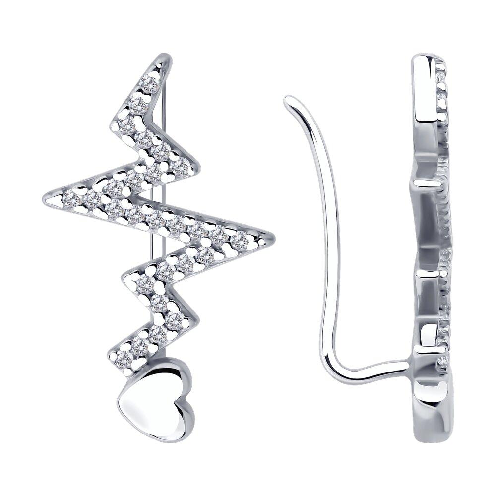 Серьги из серебра с фианитами