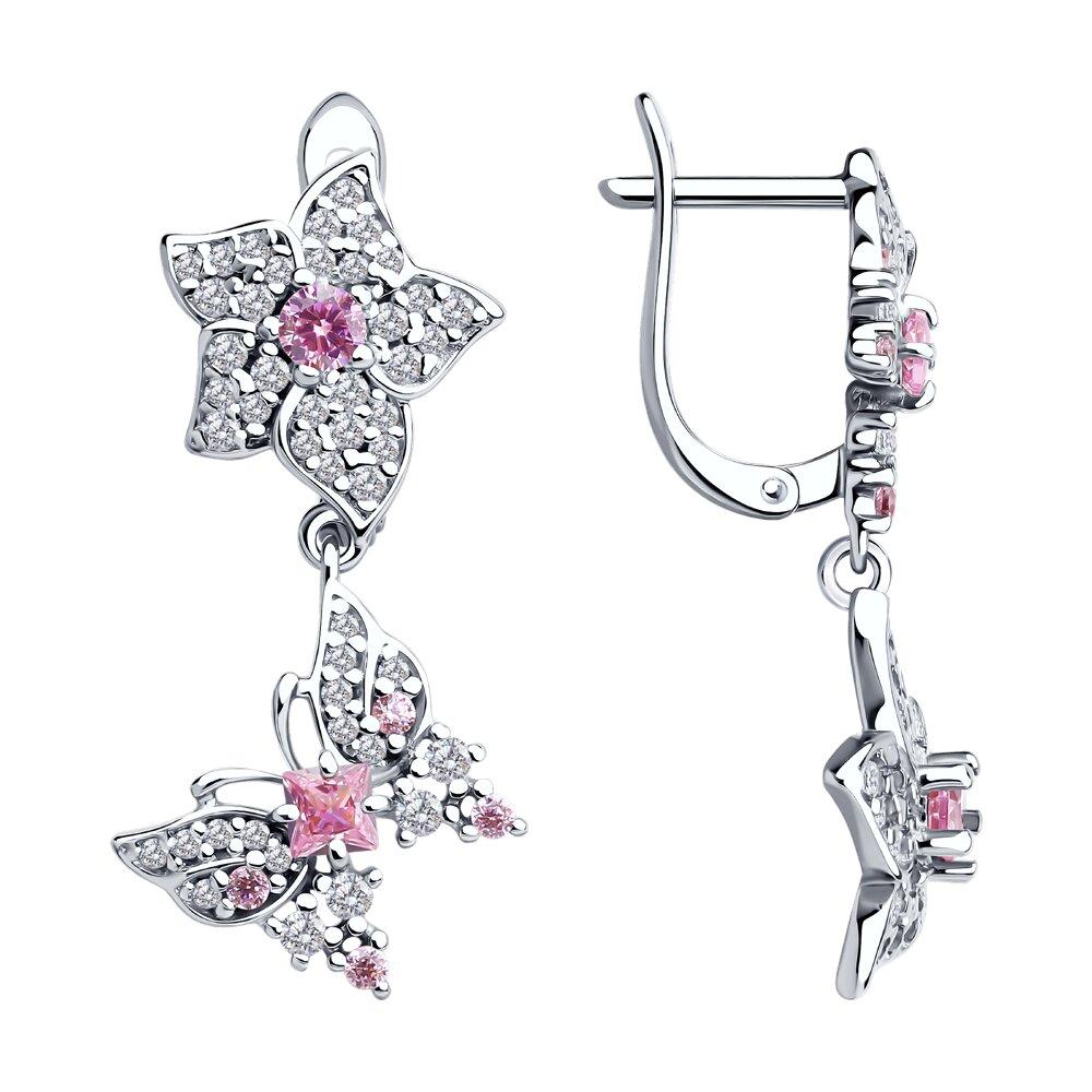 Серьги из серебра с фианитами - видео на модели