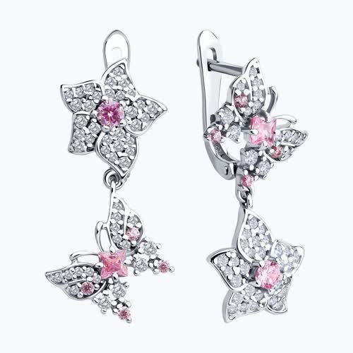 Серьги из серебра с фианитами из серебро — вид 2