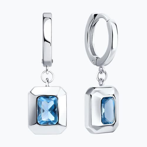 Серьги из серебра с фианитами из серебро — вид 2