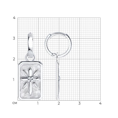 Серьги из серебра с фианитами и эмалью из серебро — вид 4