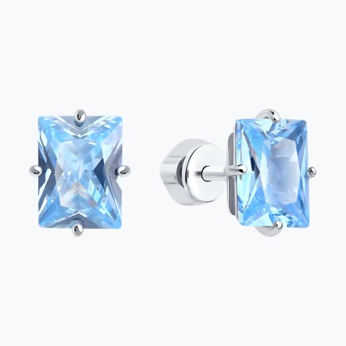 Серьги из серебра с фианитами из серебро — вид 2