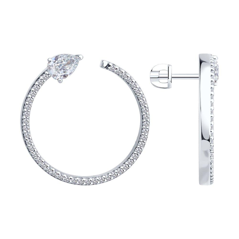 Серьги из серебра с фианитами - видео на модели