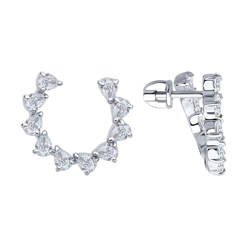 Серьги из серебра с фианитами - видео на модели