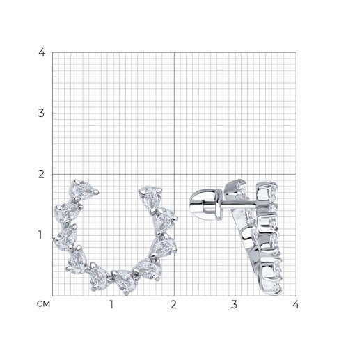Серьги из серебра с фианитами из серебро — вид 4