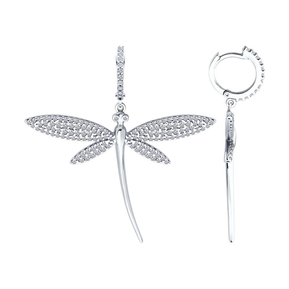 Серьги из серебра с фианитами - видео на модели