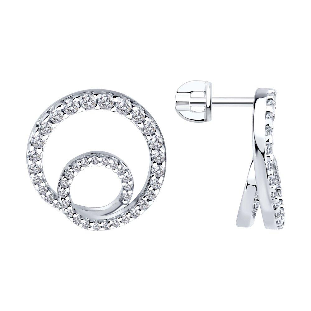 Серьги из серебра с фианитами - видео на модели