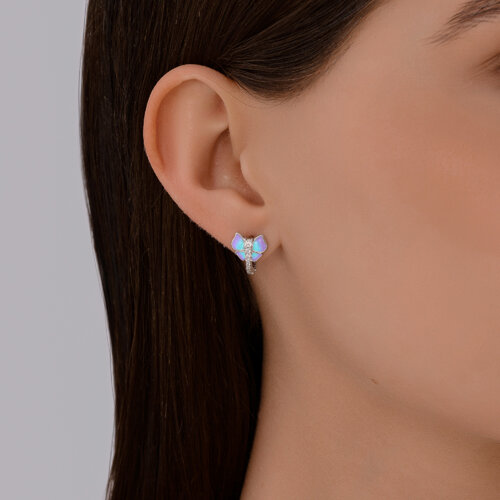 Серьги из серебра с фианитами и эмалью из серебро — вид 3