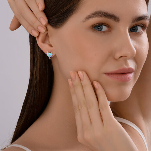 Серьги из серебра с фианитами и эмалью из серебро — вид 4