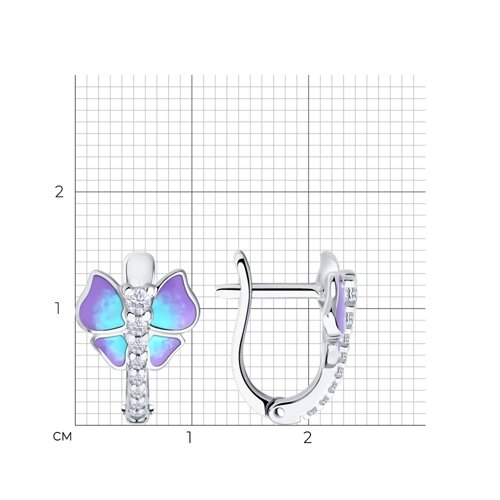 Серьги из серебра с фианитами и эмалью из серебро — вид 5