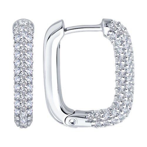 Серьги из серебра с фианитами - видео на модели