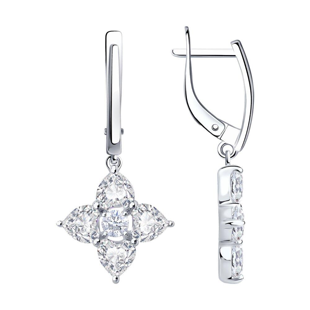 Серьги из серебра с фианитами - видео на модели