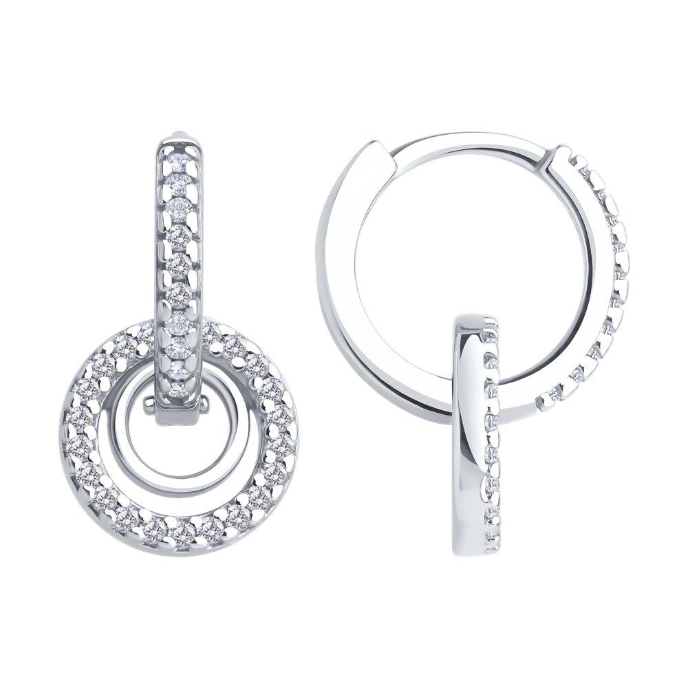 Серьги из серебра с фианитами - видео на модели