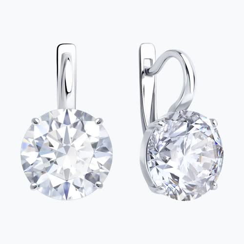 Серьги из серебра с фианитами из серебро — вид 2