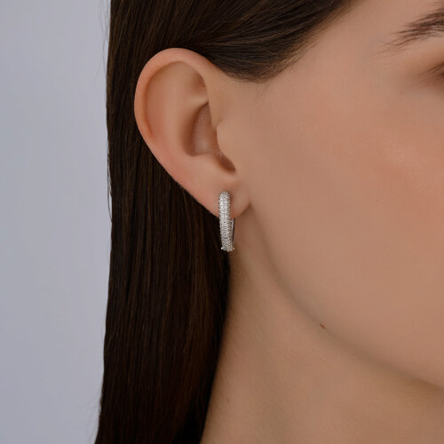 Серьги из серебра с фианитами из серебро — вид 3