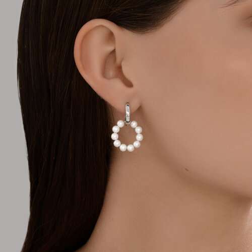 Серьги из серебра с синтетическим жемчугом из серебро — вид 3