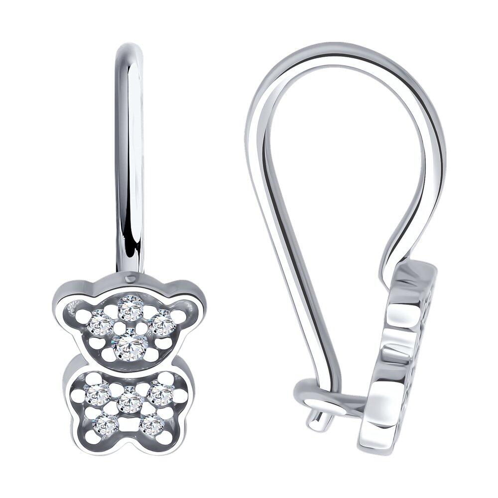 Серьги из серебра с фианитами