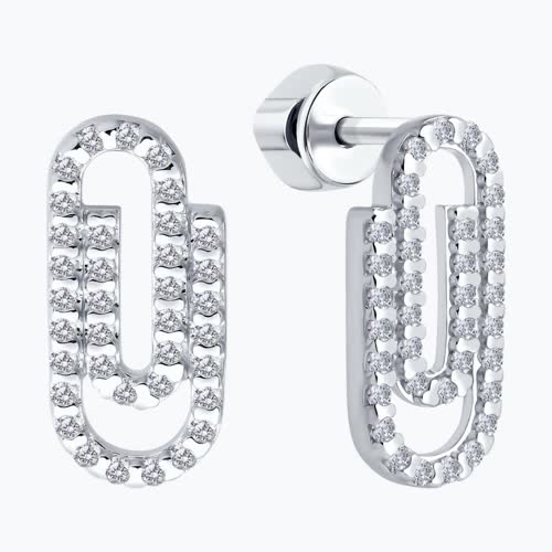 Серьги из серебра с фианитами из серебро — вид 2