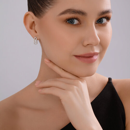 Серьги из серебра с фианитами из серебро — вид 4