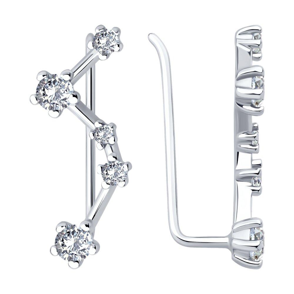 Серьги из серебра с фианитами - видео на модели