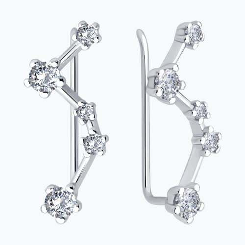 Серьги из серебра с фианитами из серебро — вид 2