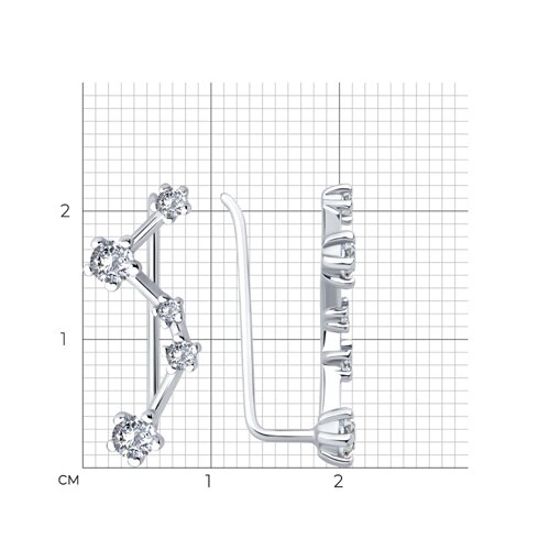 Серьги из серебра с фианитами из серебро — вид 5
