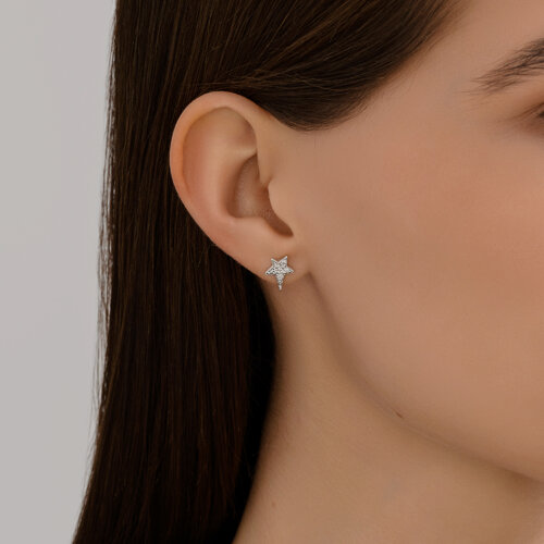 Серьги из серебра с фианитами из серебро — вид 3