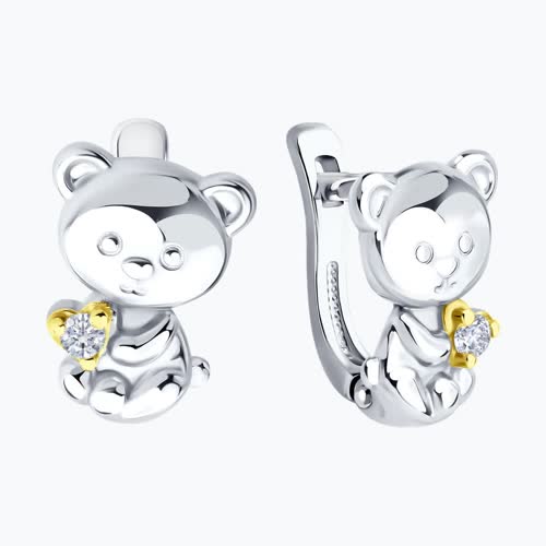 Серьги из золочёного серебра с фианитами из серебро — вид 2