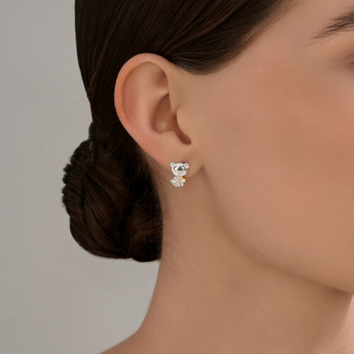 Серьги из золочёного серебра с фианитами из серебро — вид 3