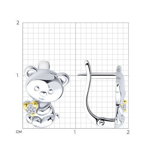 Серьги из золочёного серебра с фианитами из серебро — вид 5