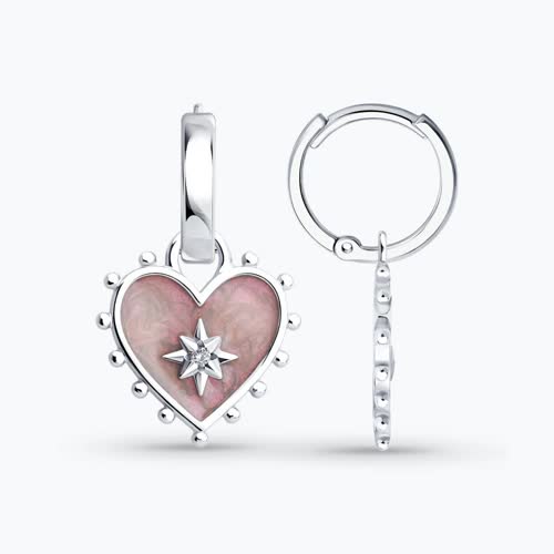 Серьги из серебра с фианитами и эмалью - видео на модели