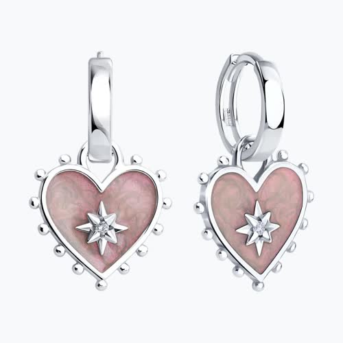 Серьги из серебра с фианитами и эмалью из серебро — вид 2