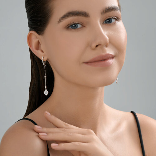 Серьги из серебра с фианитами из серебро — вид 4