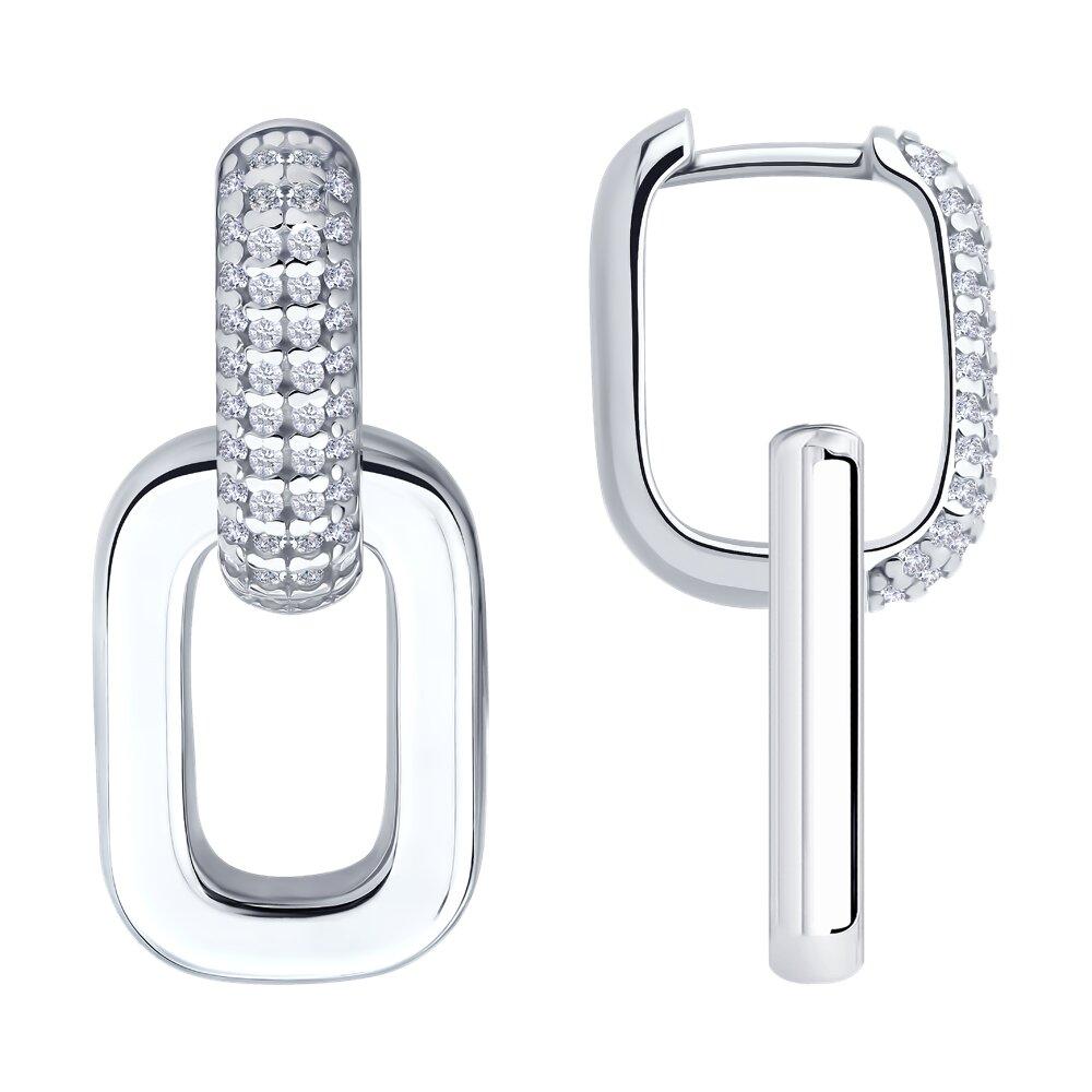 Серьги из серебра с фианитами - видео на модели