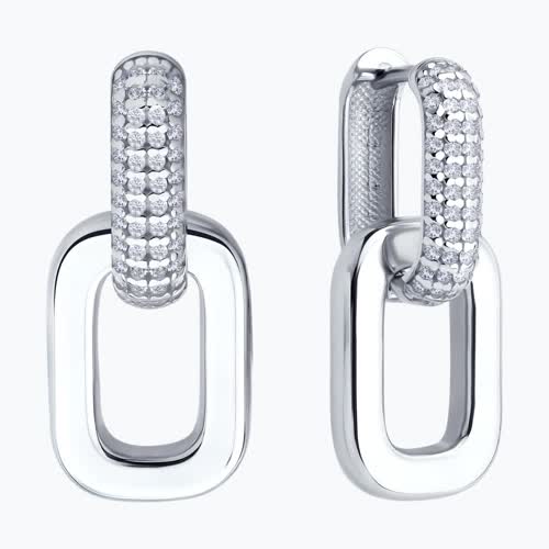 Серьги из серебра с фианитами из серебро — вид 2