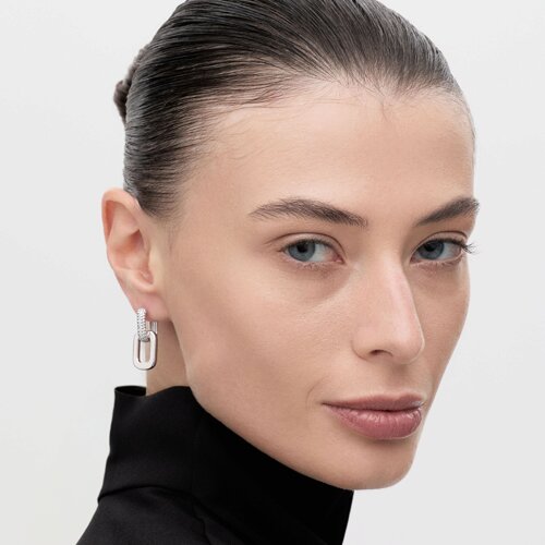 Серьги из серебра с фианитами из серебро — вид 3