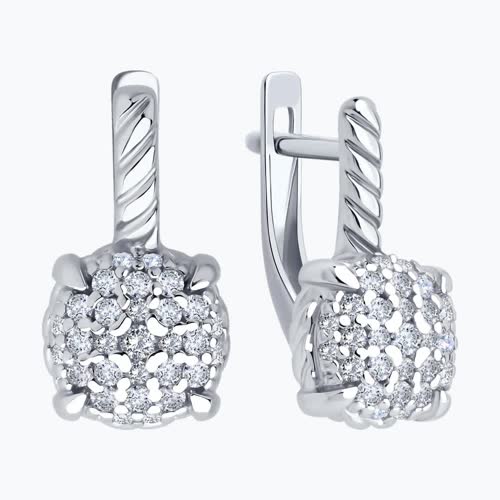 Серьги из серебра с фианитами из серебро — вид 2