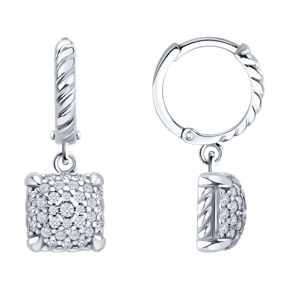 Серьги из серебра с фианитами - видео на модели