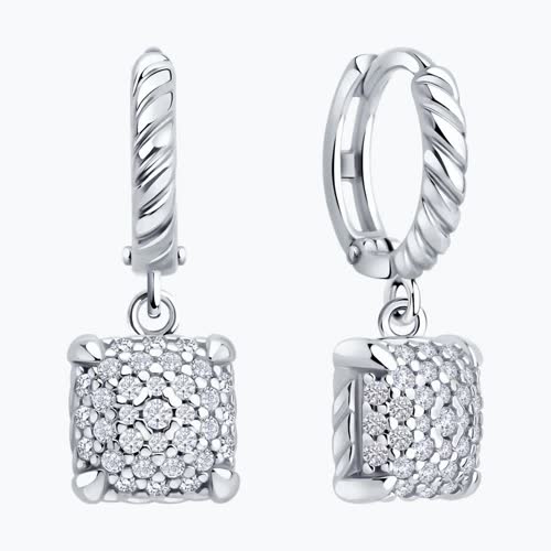 Серьги из серебра с фианитами из серебро — вид 2