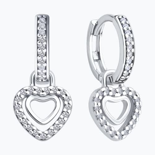 Серьги из серебра с фианитами из серебро — вид 2