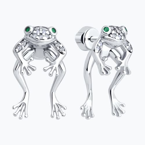 Серьги из серебра с фианитами из серебро — вид 2