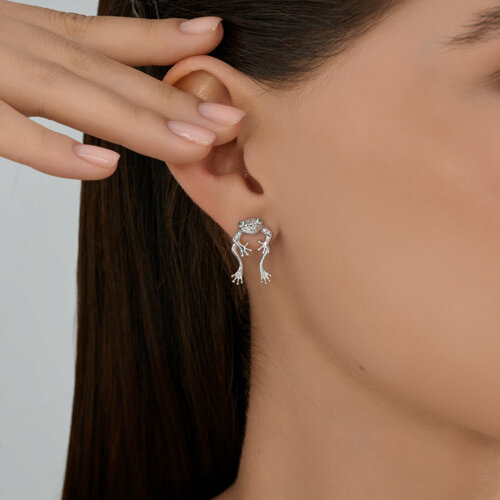 Серьги из серебра с фианитами из серебро — вид 3