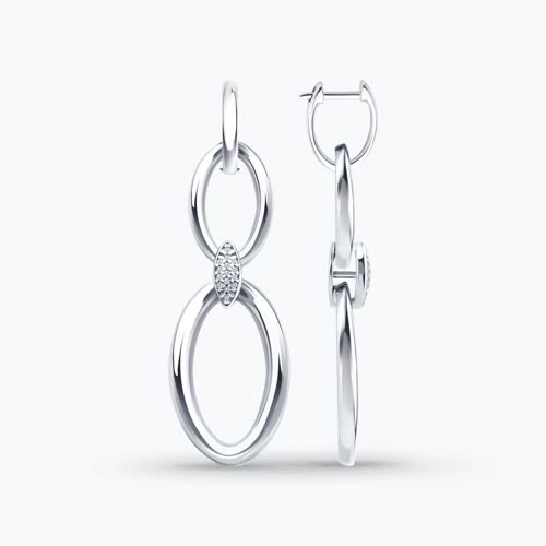 Серьги из серебра с фианитами - видео на модели