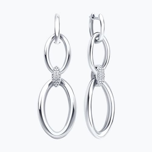 Серьги из серебра с фианитами из серебро — вид 2