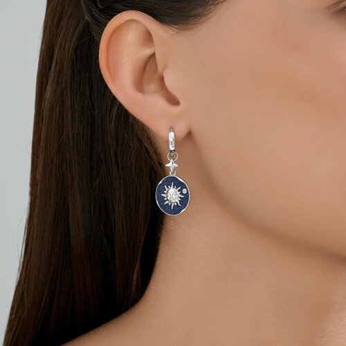 Серьги из серебра с фианитами и эмалью из серебро — вид 4